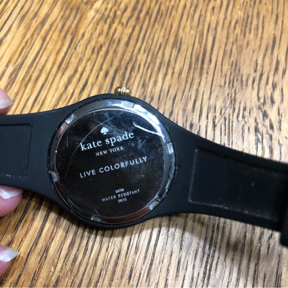 Kate Spade New York Live Colourfully -Black and white rubber band poka dot watch - Picture 7 of 9